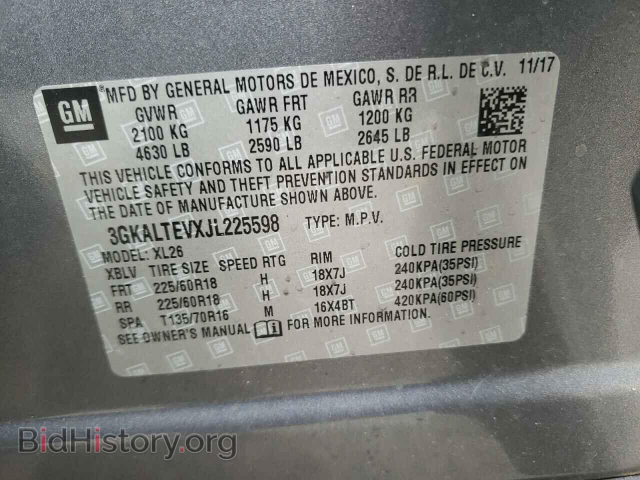 2018 GMC TERRAIN - VIN: 3GKALTEVXJL225598 - Фото 10