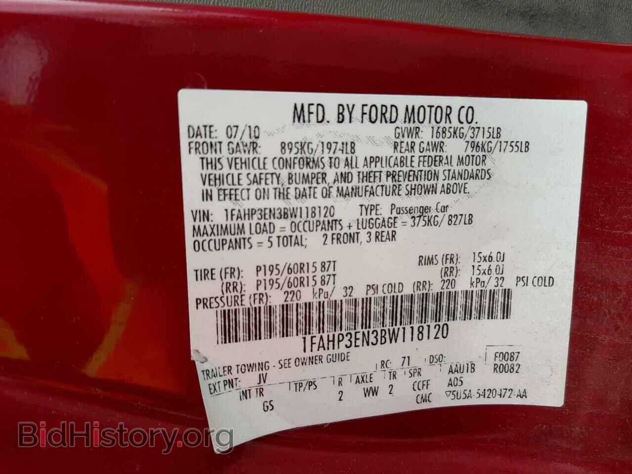 2011 FORD FOCUS - VIN: 1FAHP3EN3BW118120 - Фото 10