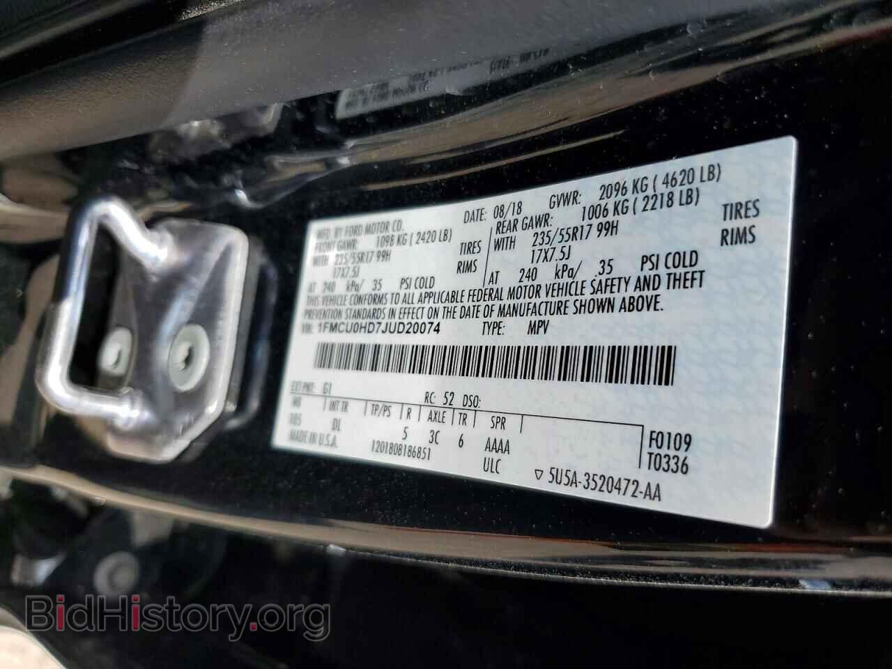 2018 FORD ESCAPE - VIN: 1FMCU0HD7JUD20074 - Photo 12