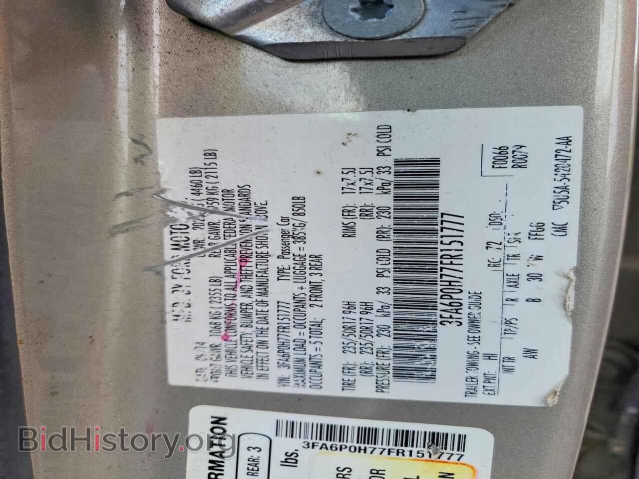 2015 FORD FUSION - VIN: 3FA6P0H77FR151777 - Фото 12