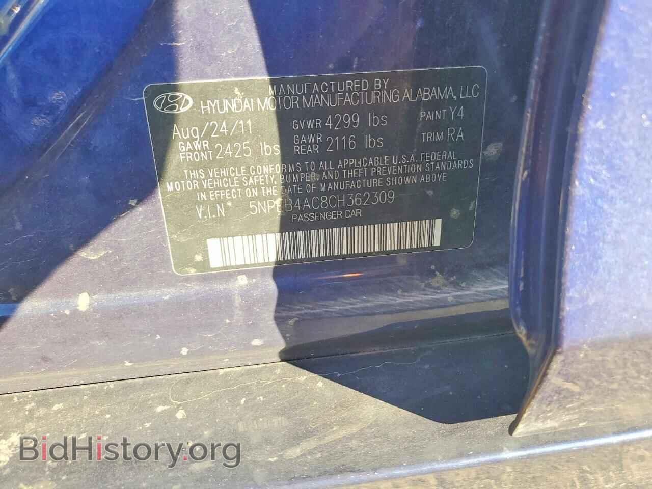 2012 HYUNDAI SONATA - VIN: 5NPEB4AC8CH362309 - Фото 12