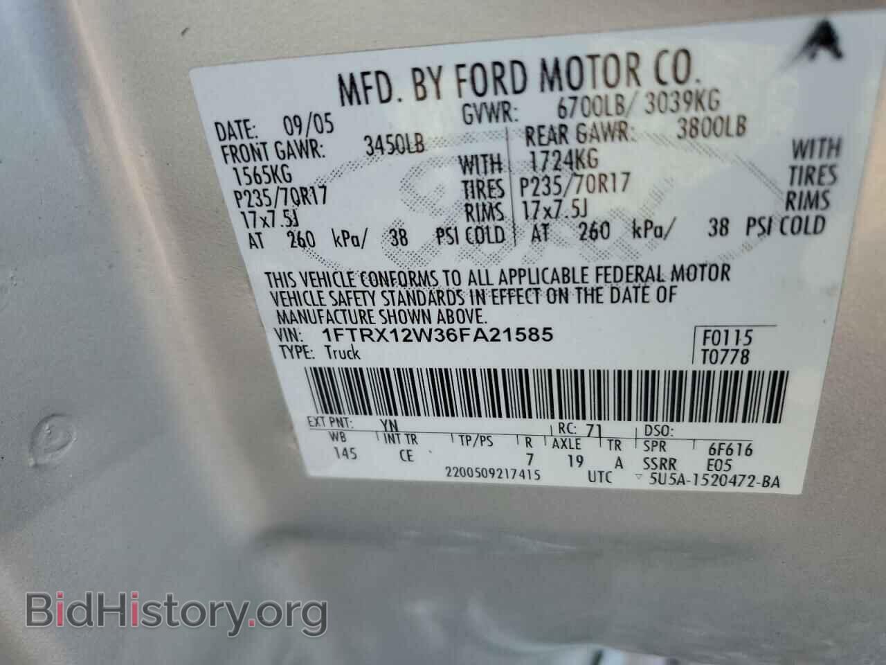 2006 FORD All Models - VIN: 1FTRX12W36FA21585 - Фото 12