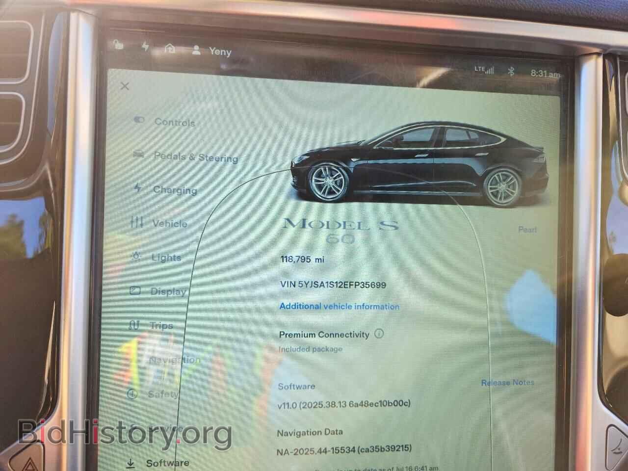 2014 TESLA MODEL S - VIN: 5YJSA1S12EFP35699 - Фото 9