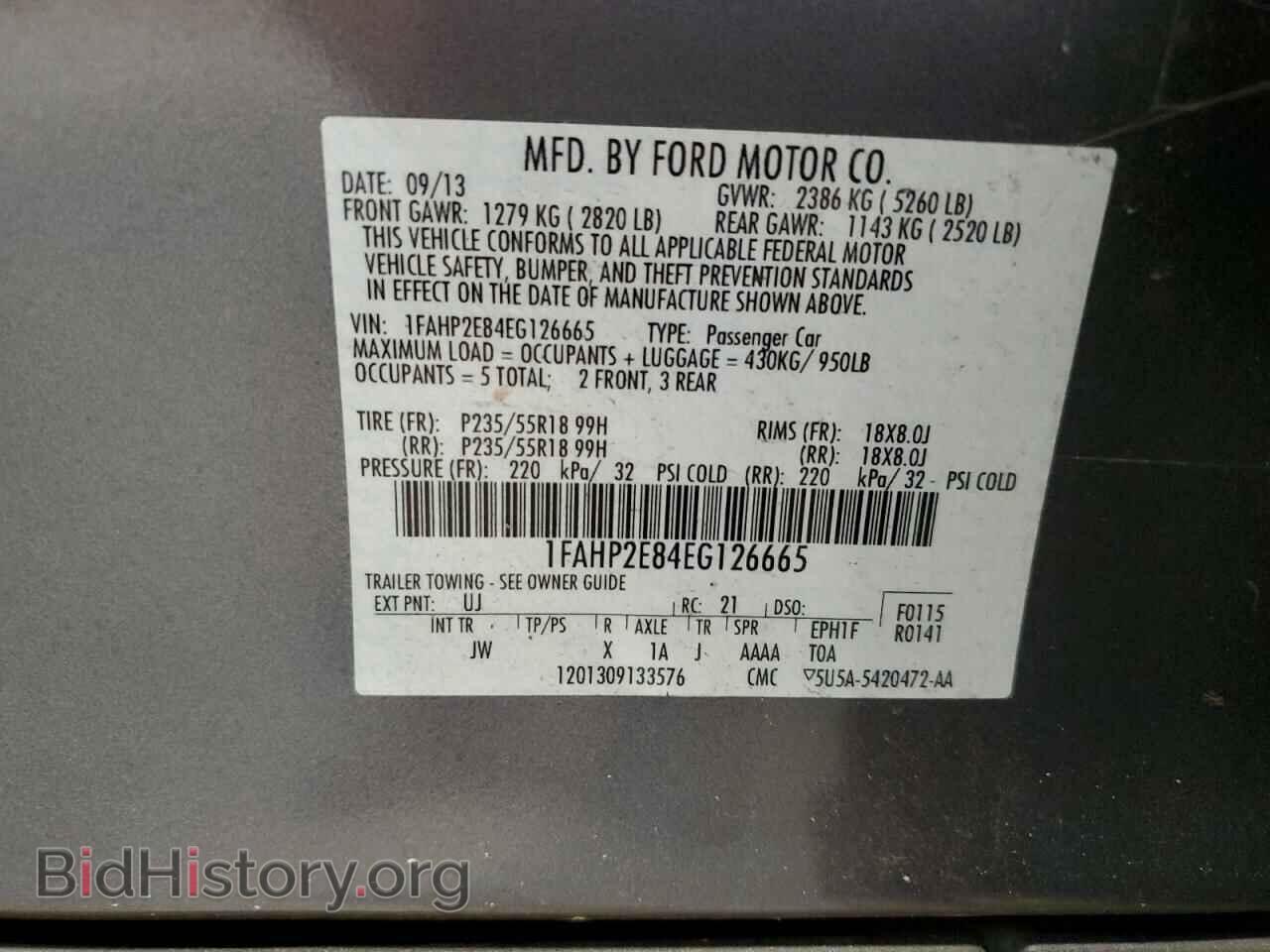 2014 FORD TAURUS - VIN: 1FAHP2E84EG126665 - Фото 10
