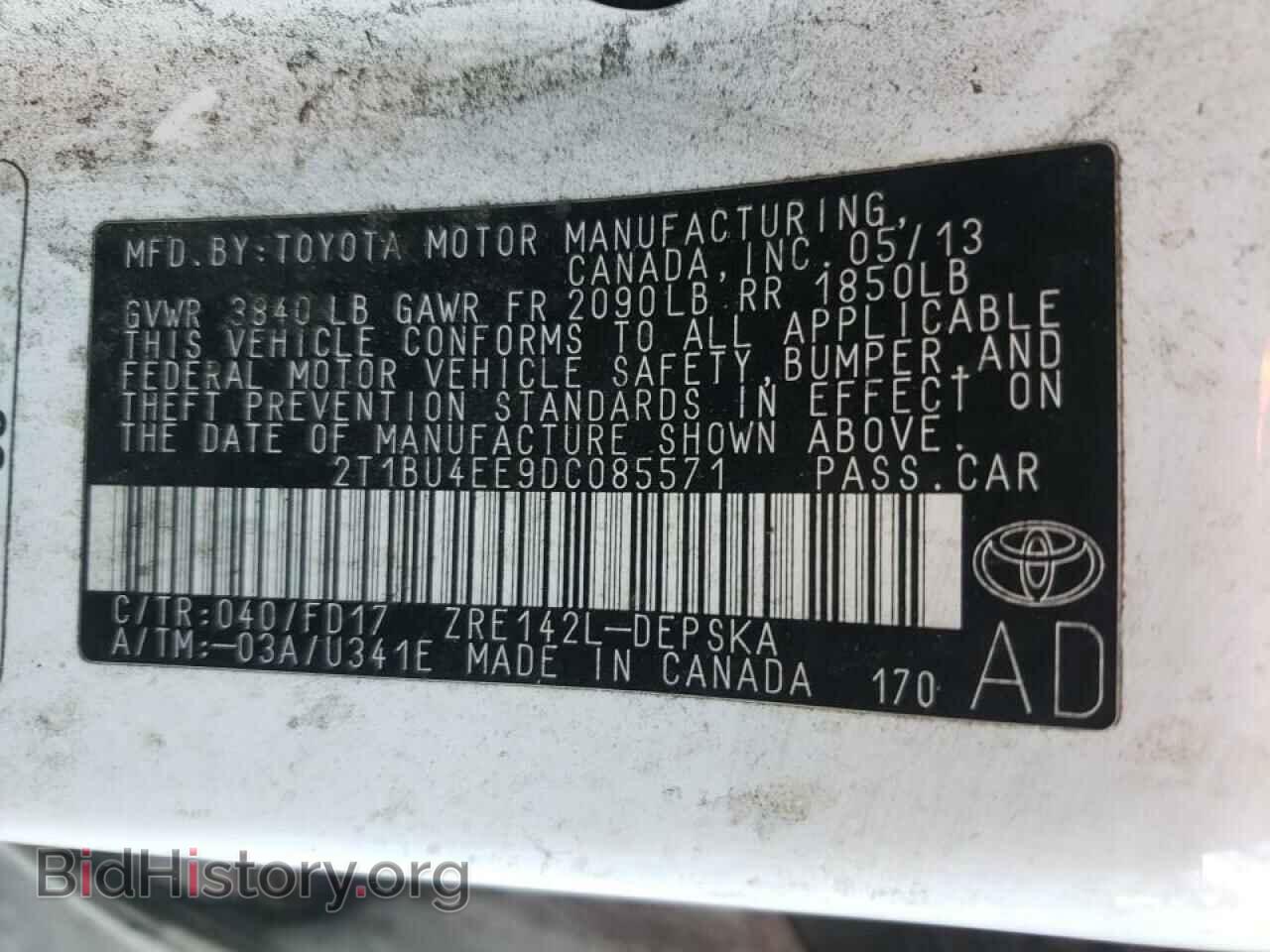 2013 TOYOTA COROLLA - VIN: 2T1BU4EE9DC085571 - Фото 10