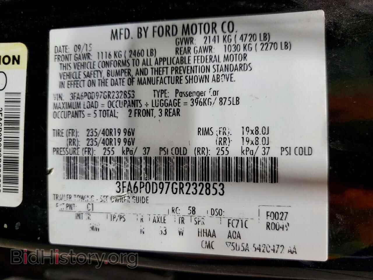 2016 FORD FUSION - VIN: 3FA6P0D97GR232853 - Photo 13