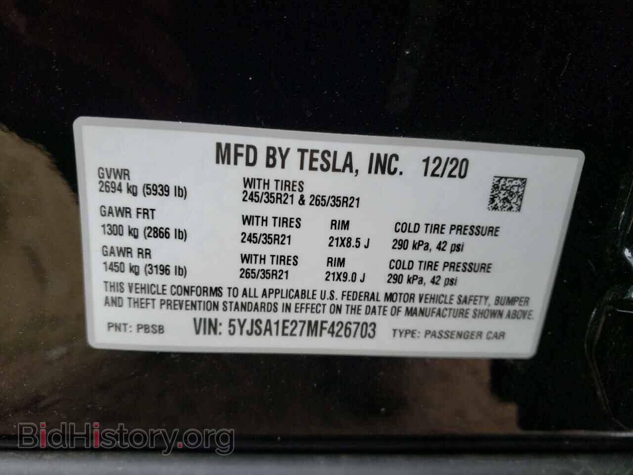 2021 TESLA MODEL S - VIN: 5YJSA1E27MF426703 - Photo 10