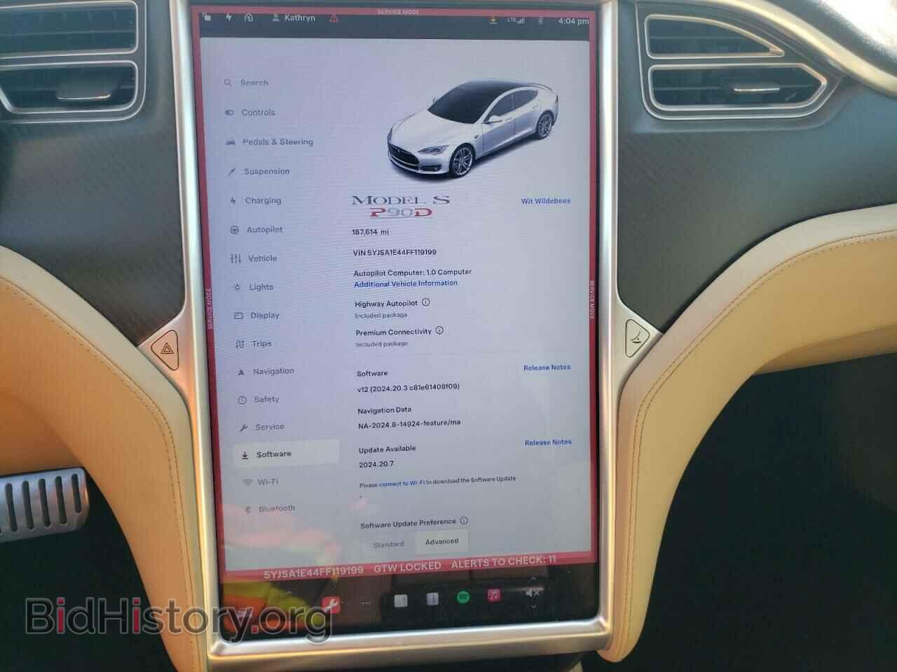 2015 TESLA MODEL S - VIN: 5YJSA1E44FF119199 - Фото 9