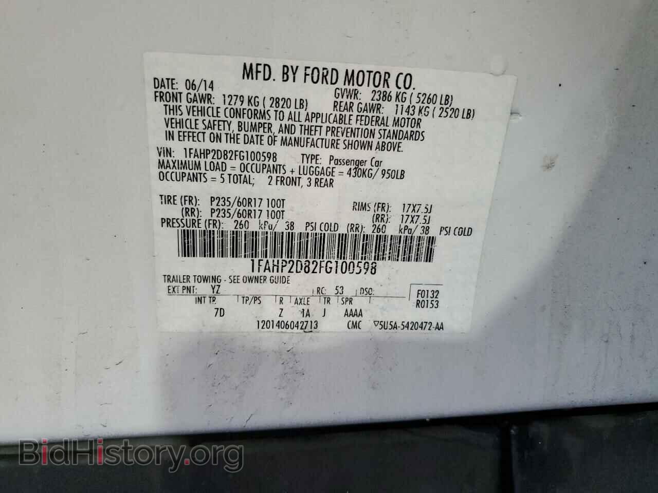 2015 FORD TAURUS - VIN: 1FAHP2D82FG100598 - Photo 12