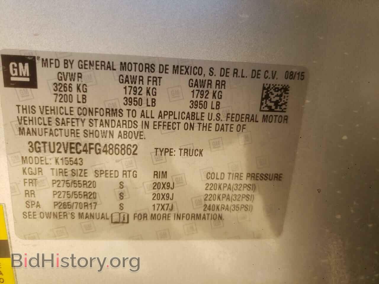 2015 GMC SIERRA - VIN: 3GTU2VEC4FG486862 - Фото 10