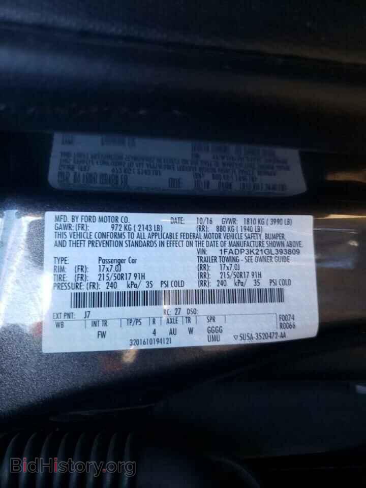 2016 FORD FOCUS - VIN: 1FADP3K21GL393809 - Фото 10