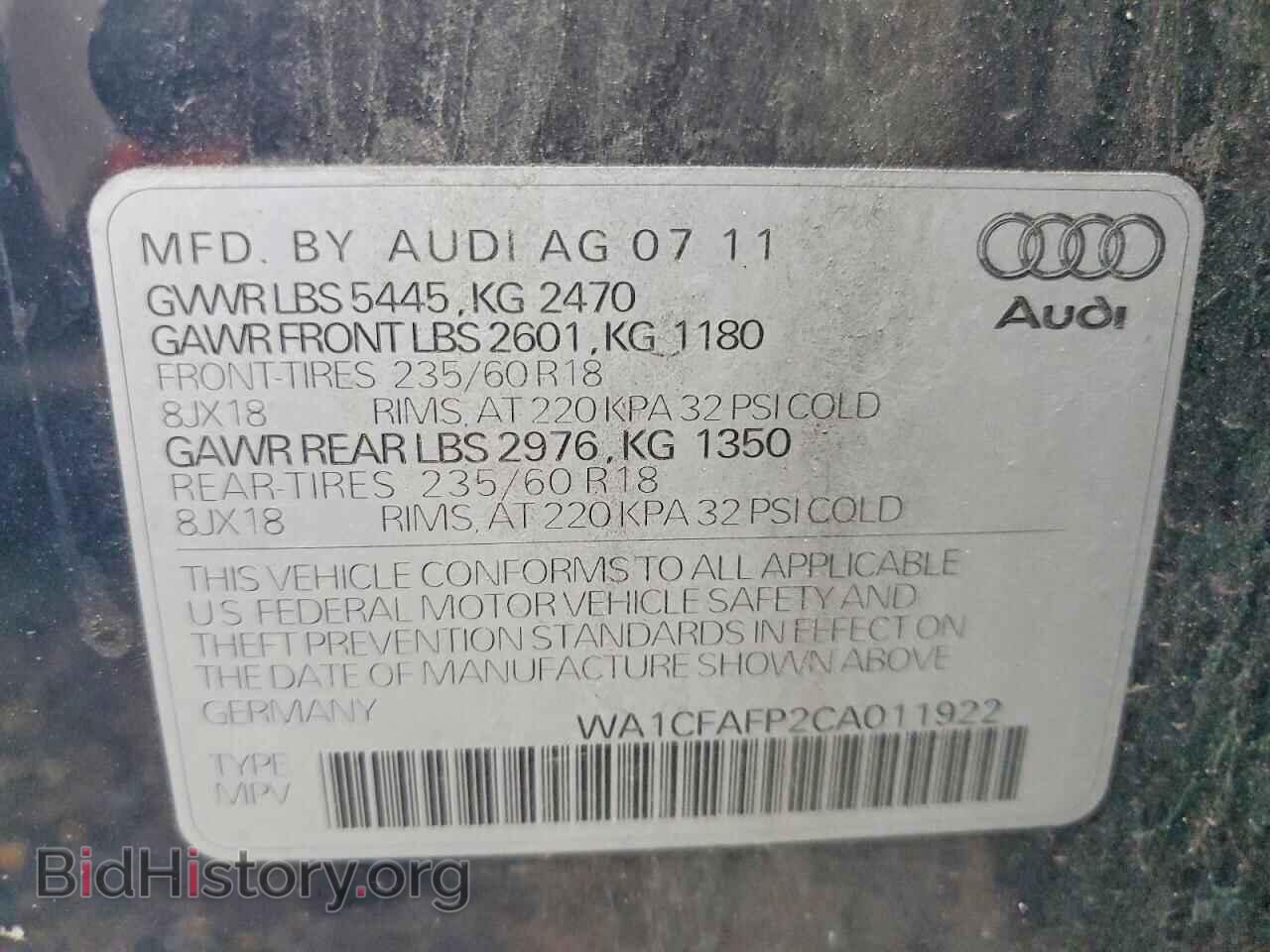 2012 AUDI Q5 - VIN: WA1CFAFP2CA011922 - Photo 12