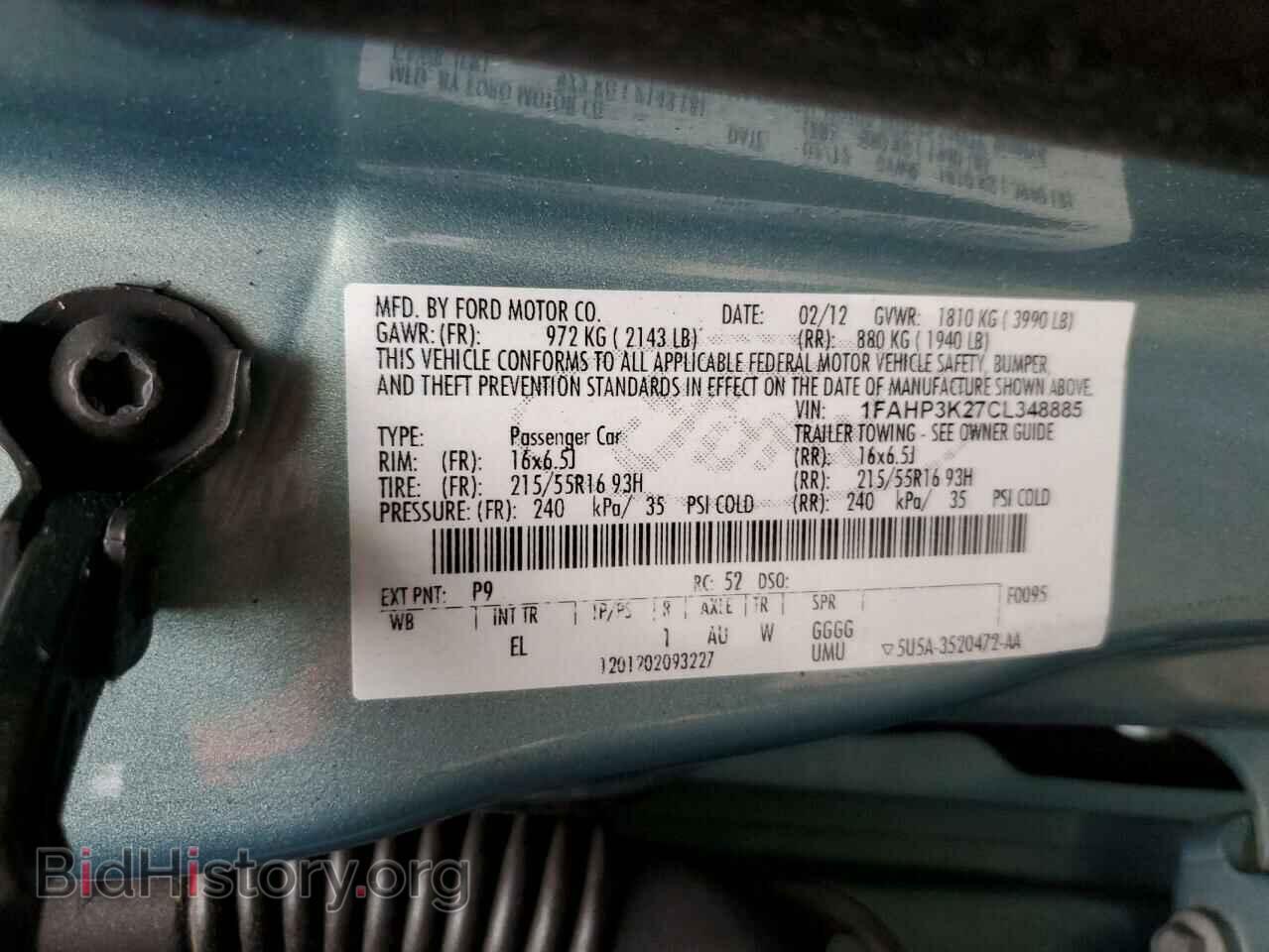 2012 FORD FOCUS - VIN: 1FAHP3K27CL348885 - Фото 10