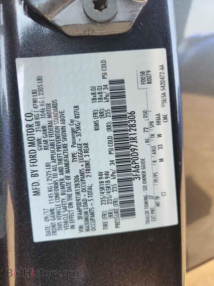 2018 FORD FUSION - VIN: 3FA6P0D97JR128306 - Фото 13
