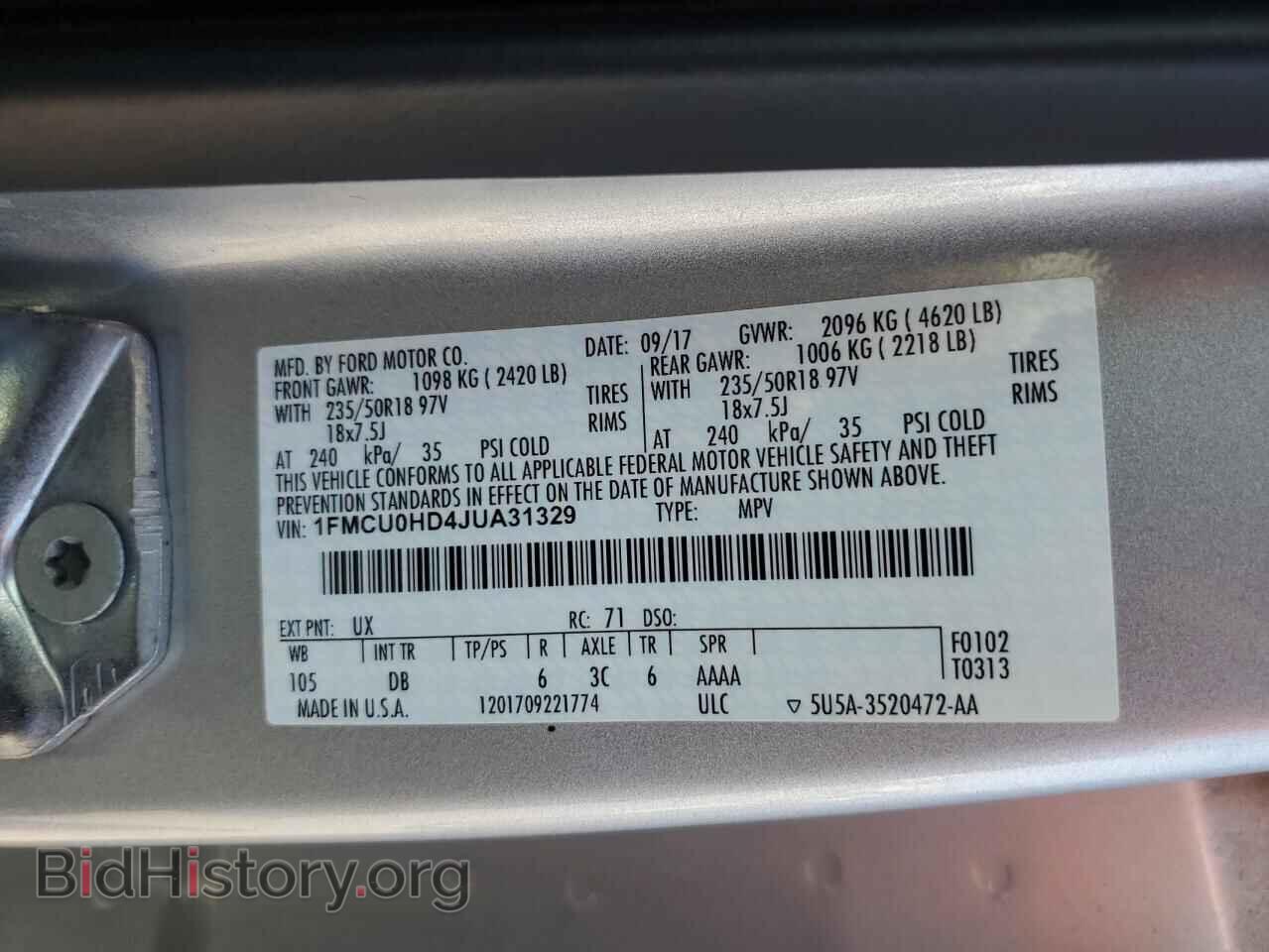 2018 FORD ESCAPE - VIN: 1FMCU0HD4JUA31329 - Фото 13