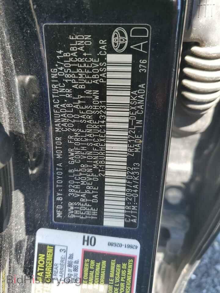 2014 TOYOTA COROLLA - VIN: 2T1BURHEXEC143231 - Фото 12