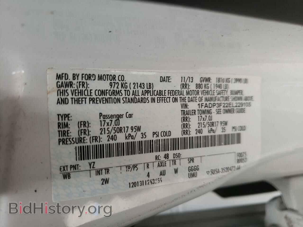 2014 FORD FOCUS - VIN: 1FADP3F22EL229105 - Фото 10