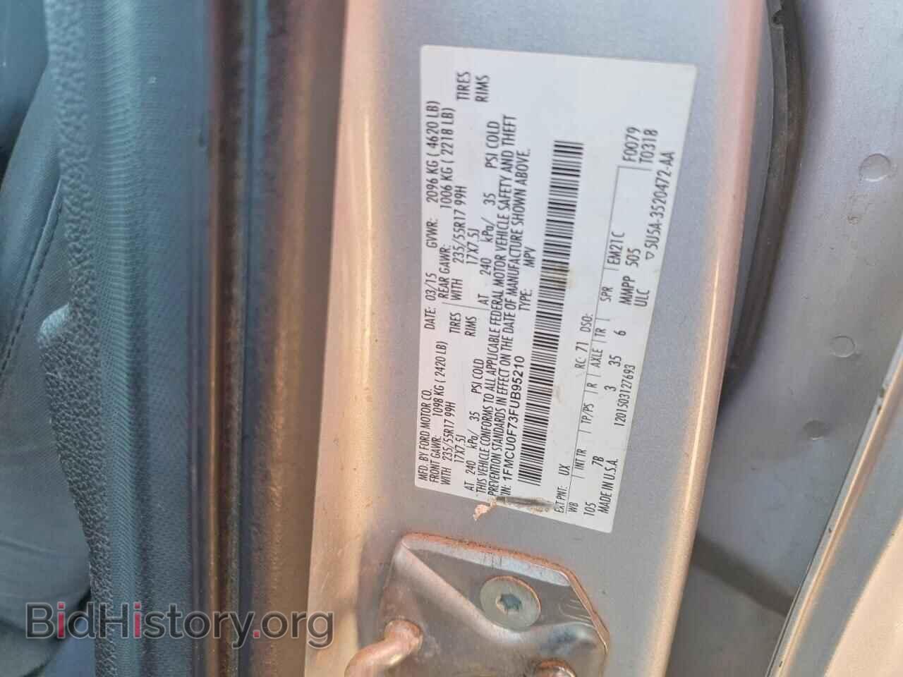 2015 FORD ESCAPE - VIN: 1FMCU0F73FUB95210 - Photo 12