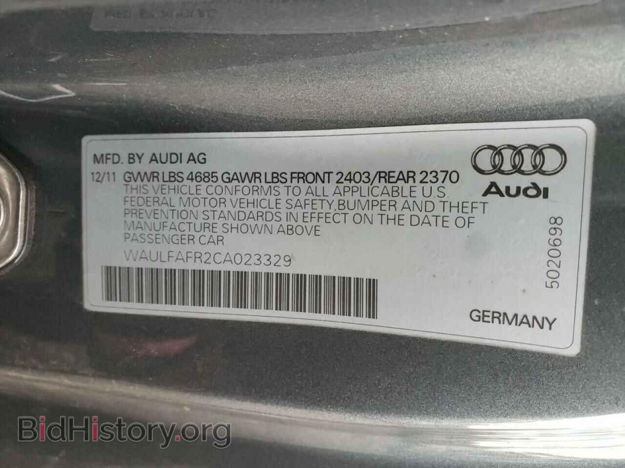 2012 AUDI A5 - VIN: WAULFAFR2CA023329 - Photo 10