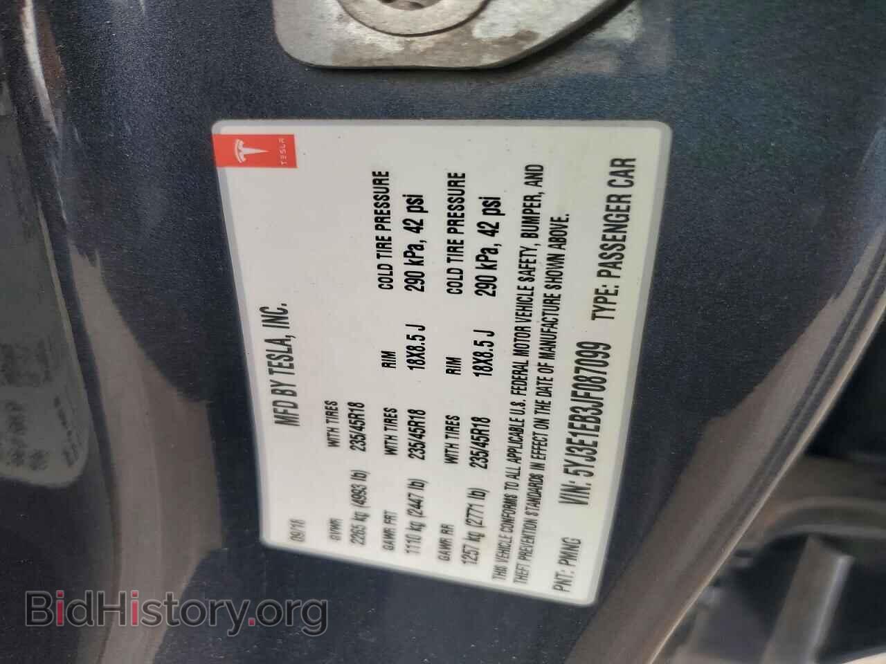 2018 TESLA MODEL 3 - VIN: 5YJ3E1EB3JF087099 - Фото 12