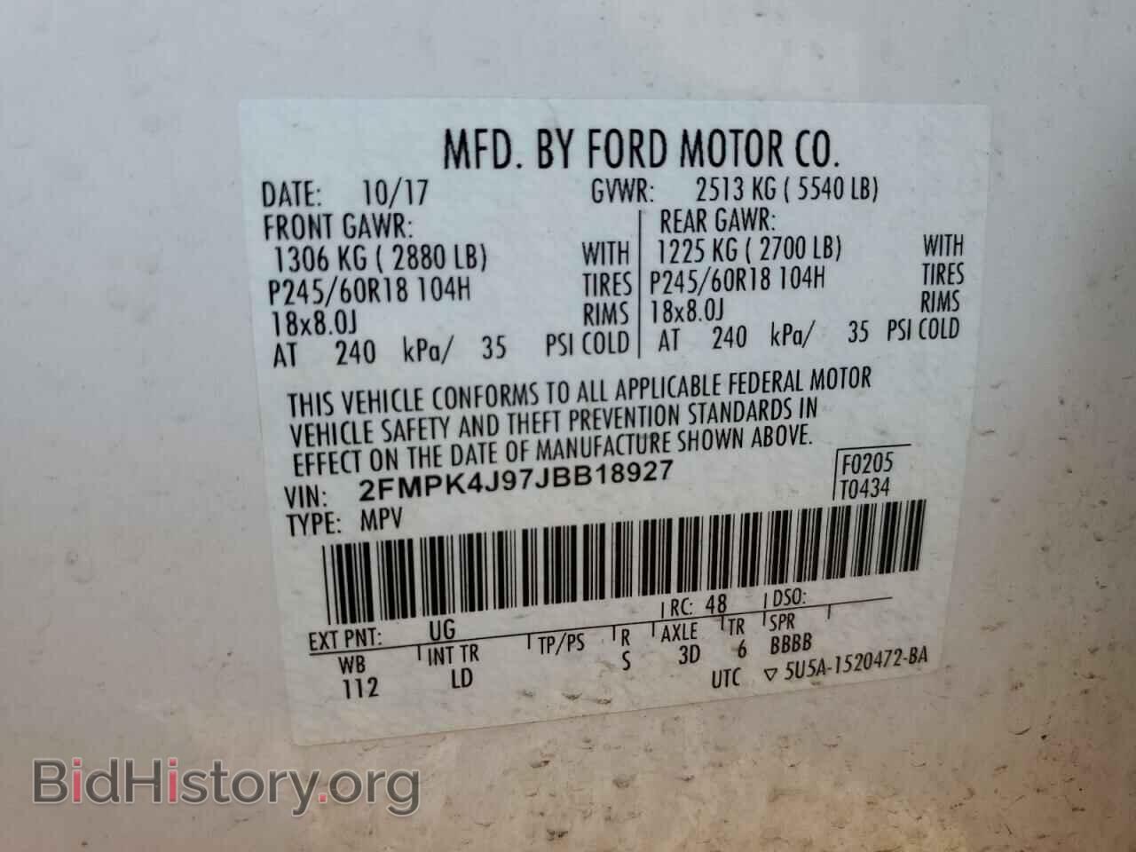 2018 FORD EDGE - VIN: 2FMPK4J97JBB18927 - Photo 10