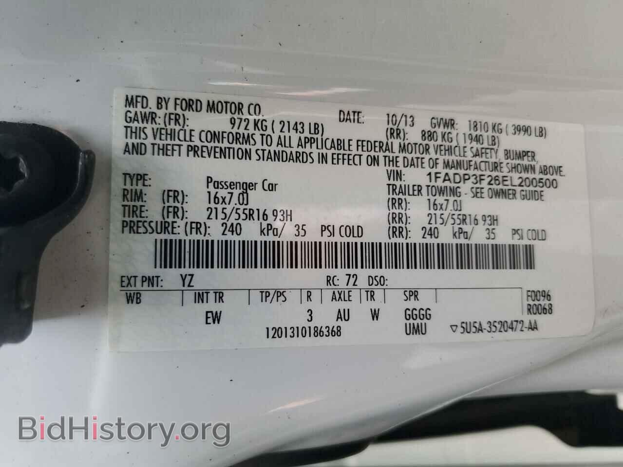 2014 FORD FOCUS - VIN: 1FADP3F26EL200500 - Фото 10