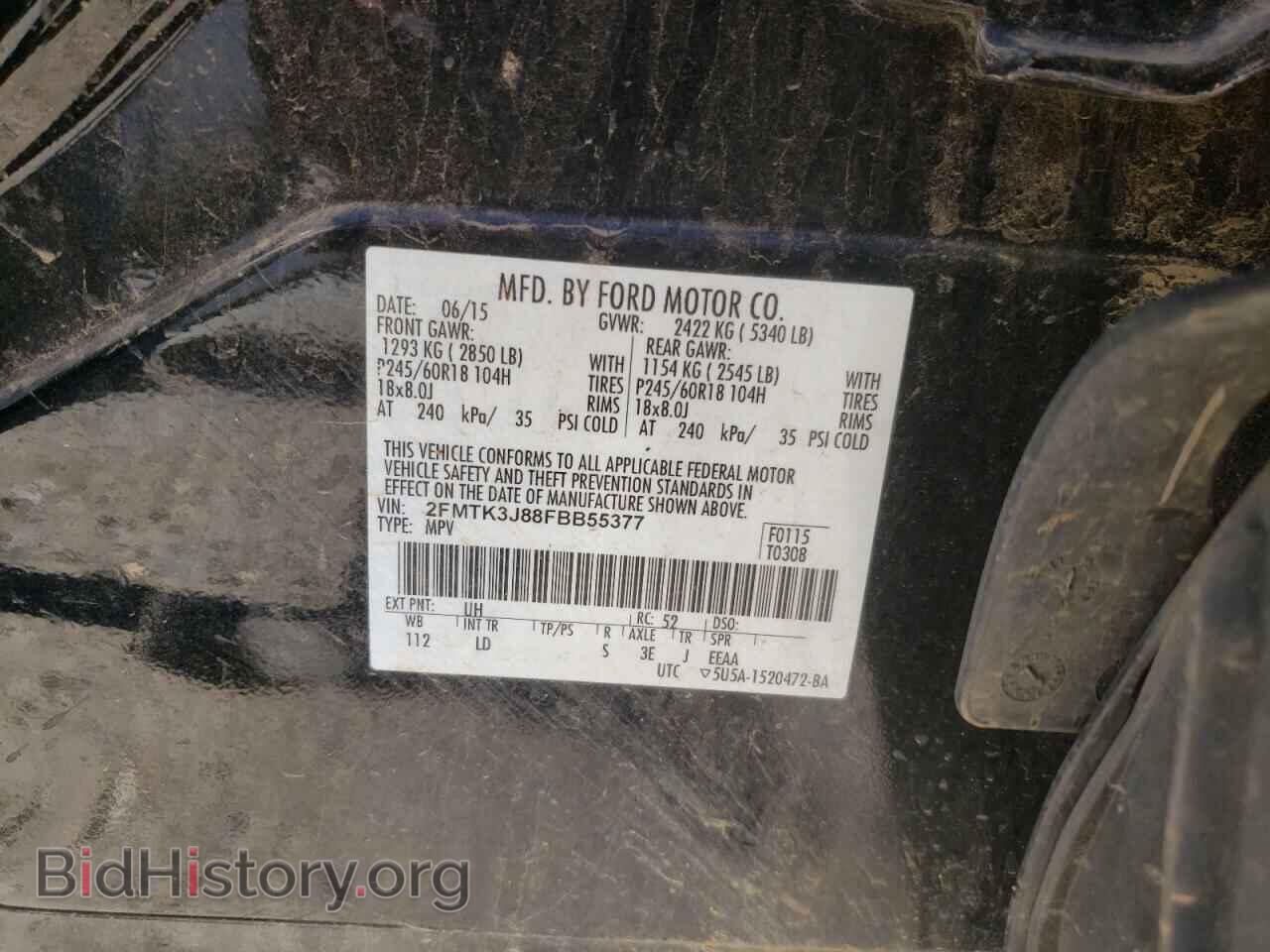 2015 FORD EDGE - VIN: 2FMTK3J88FBB55377 - Photo 10