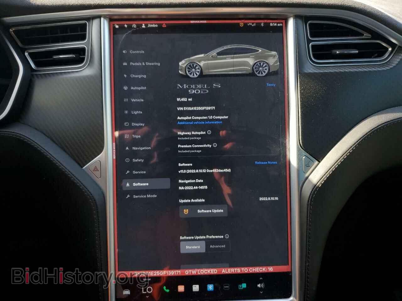 2016 TESLA MODEL S - VIN: 5YJSA1E25GF139171 - Фото 9
