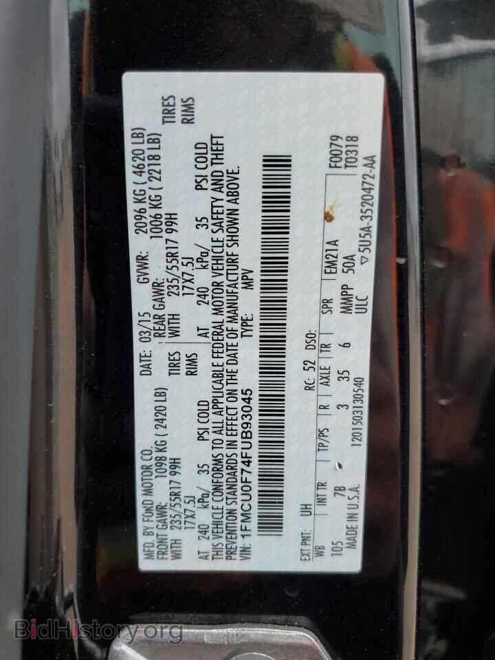 2015 FORD ESCAPE - VIN: 1FMCU0F74FUB93045 - Фото 14