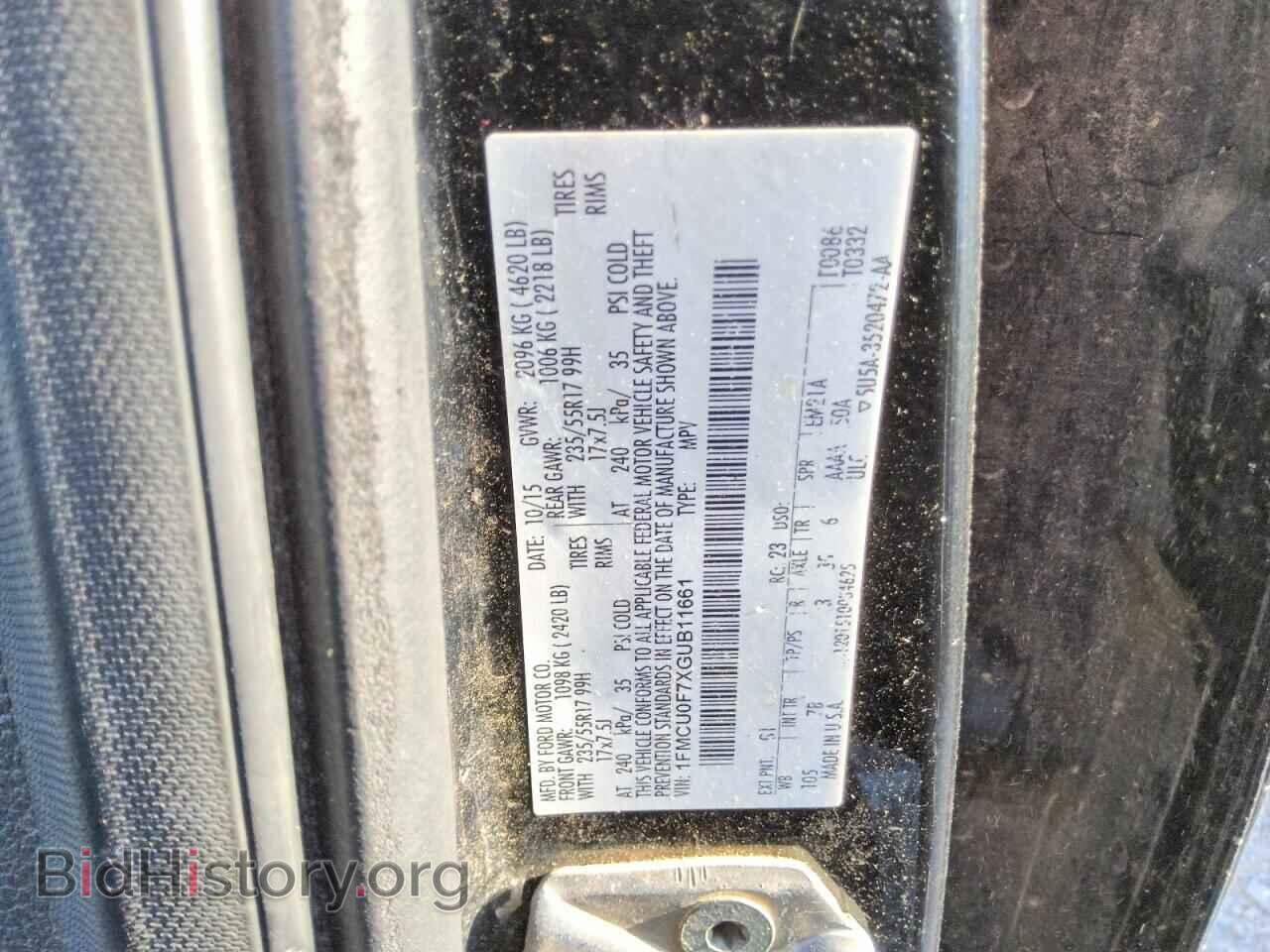 2016 FORD ESCAPE - VIN: 1FMCU0F7XGUB11661 - Фото 13