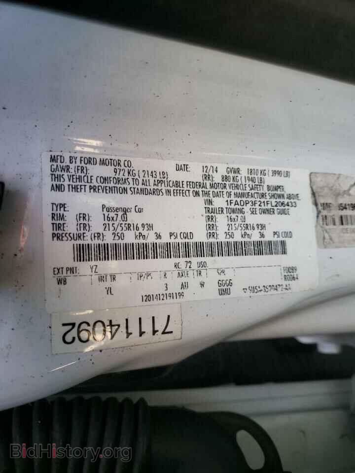 2015 FORD FOCUS - VIN: 1FADP3F21FL206433 - Фото 10