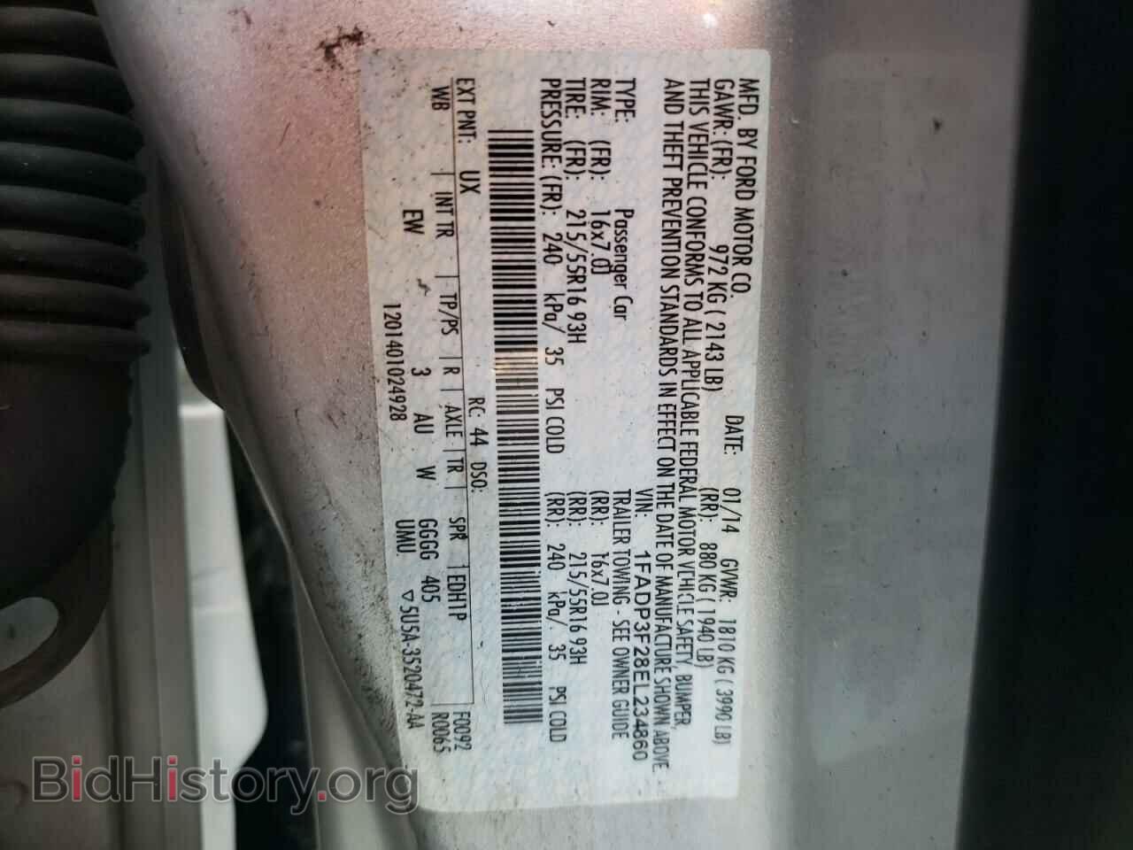 2014 FORD FOCUS - VIN: 1FADP3F28EL234860 - Фото 10