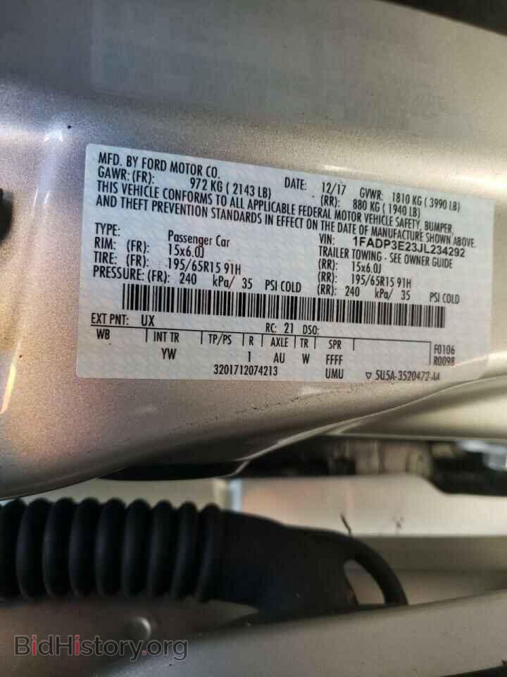 2018 FORD FOCUS - VIN: 1FADP3E23JL234292 - Фото 10