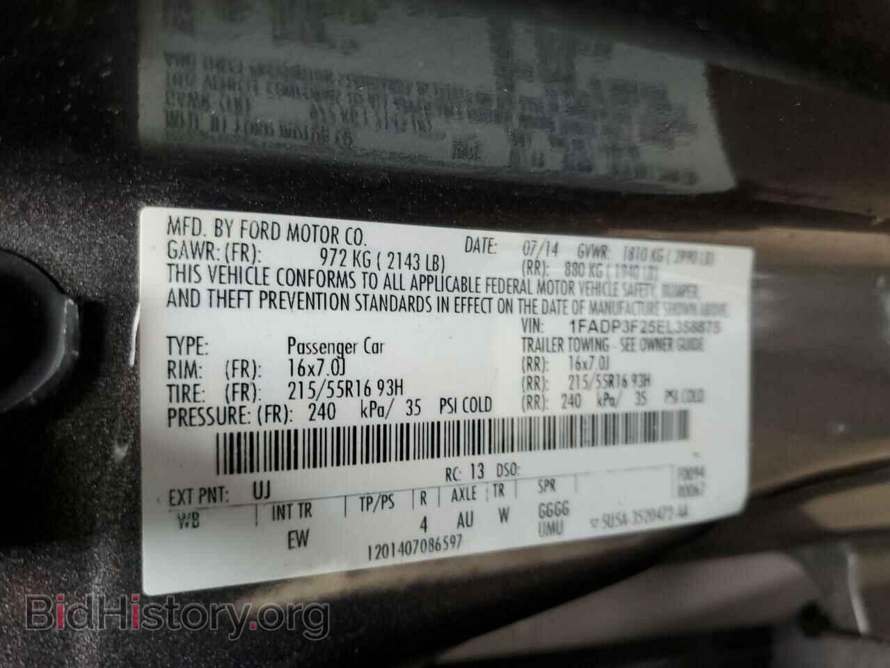 2014 FORD FOCUS - VIN: 1FADP3F25EL358875 - Фото 12