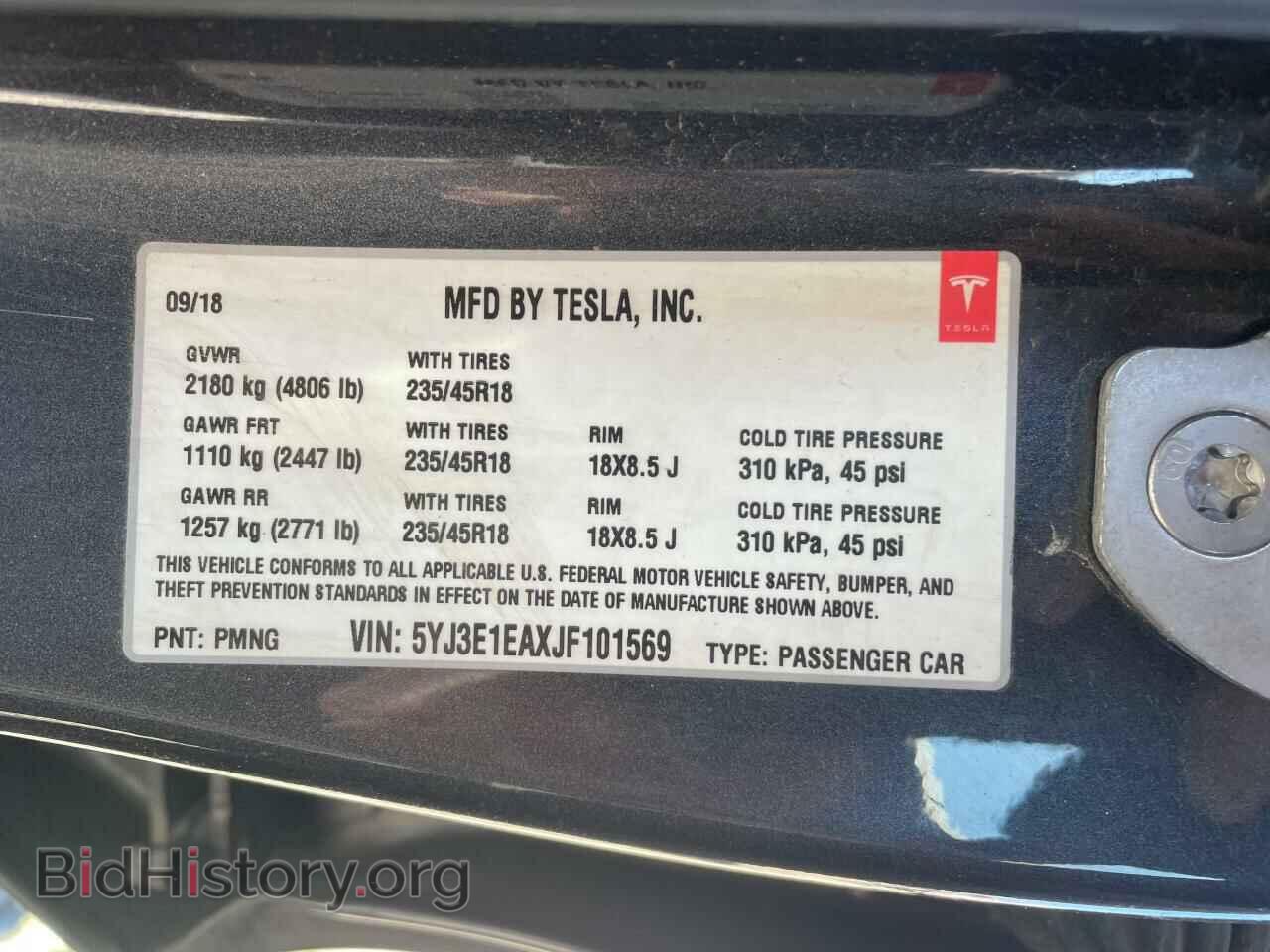 2018 TESLA MODEL 3 - VIN: 5YJ3E1EAXJF101569 - Photo 10