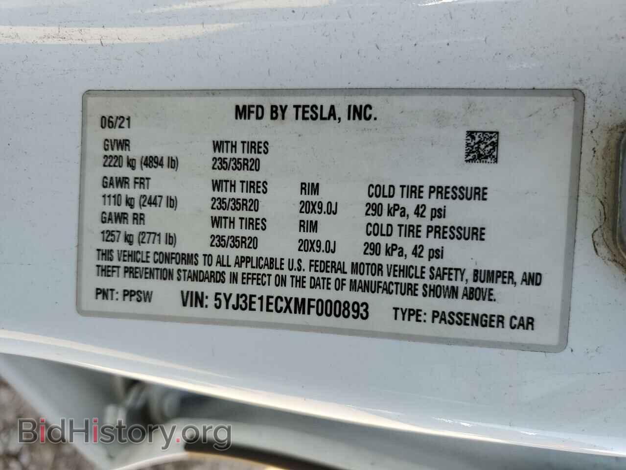 2021 TESLA MODEL 3 - VIN: 5YJ3E1ECXMF000893 - Photo 12