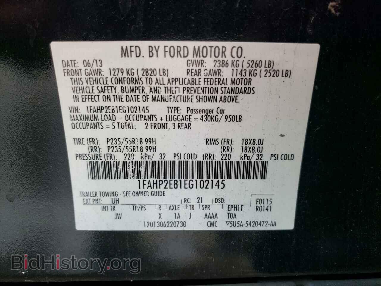 2014 FORD TAURUS - VIN: 1FAHP2E81EG102145 - Фото 10
