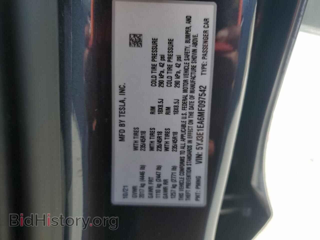 2021 TESLA MODEL 3 - VIN: 5YJ3E1EA6MF097542 - Фото 13