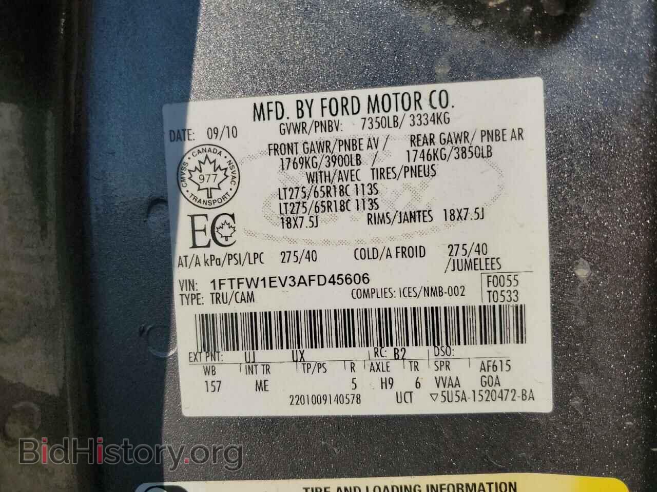2010 FORD F-150 - VIN: 1FTFW1EV3AFD45606 - Фото 12