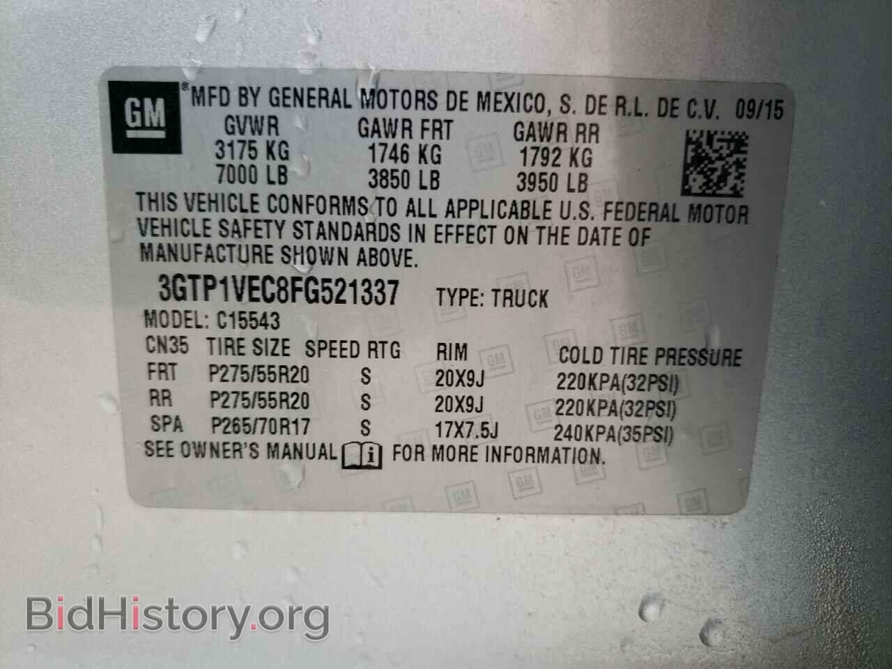 2015 GMC SIERRA - VIN: 3GTP1VEC8FG521337 - Photo 12