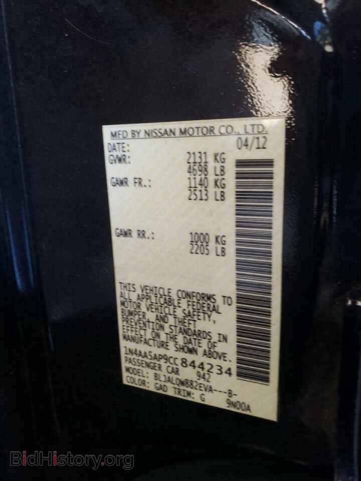 2012 NISSAN MAXIMA - VIN: 1N4AA5AP9CC844234 - Фото 10