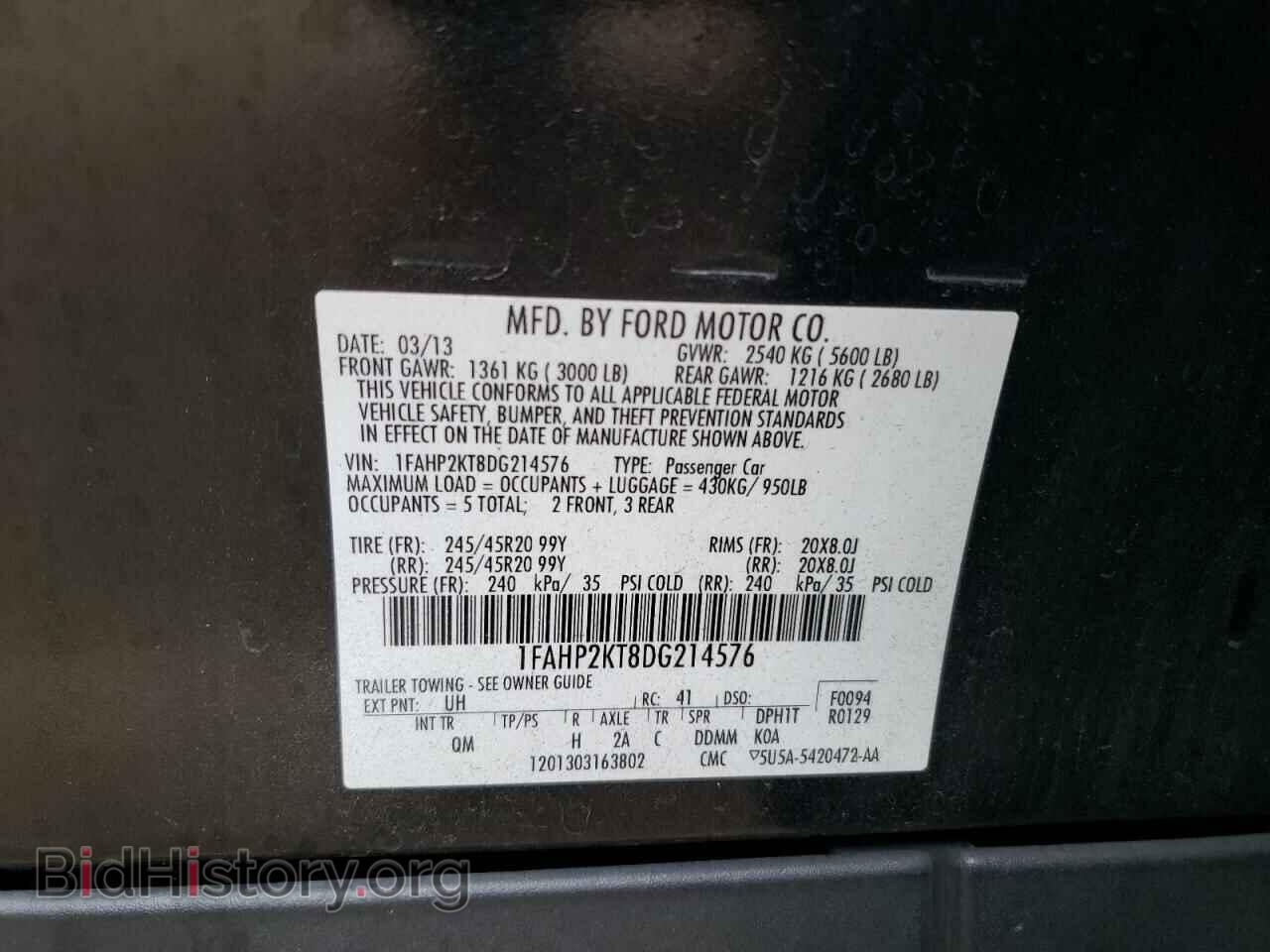 2013 FORD TAURUS - VIN: 1FAHP2KT8DG214576 - Photo 12