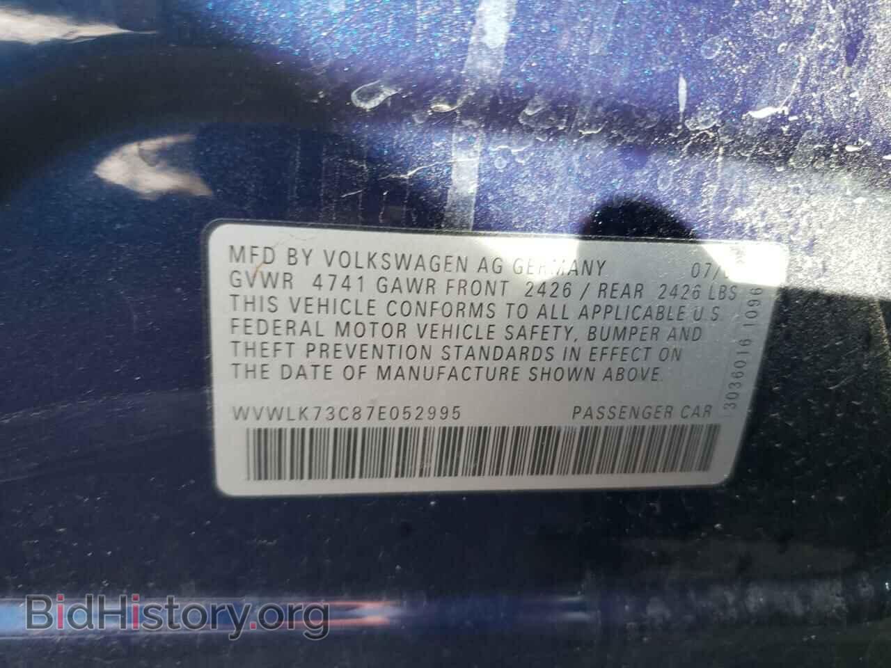 2007 VOLKSWAGEN PASSAT - VIN: WVWLK73C87E052995 - Фото 10