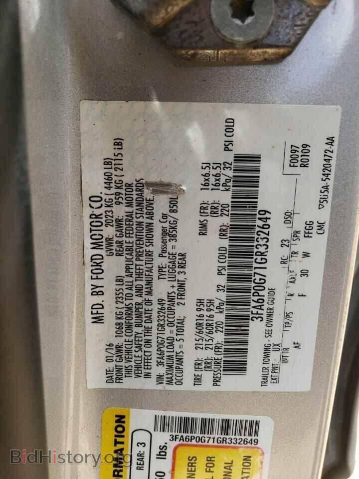 2016 FORD ALL Models - VIN: 3FA6P0G71GR332649 - Photo 12