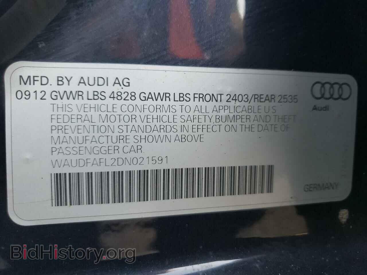 2013 AUDI A4 - VIN: WAUDFAFL2DN021591 - Фото 12