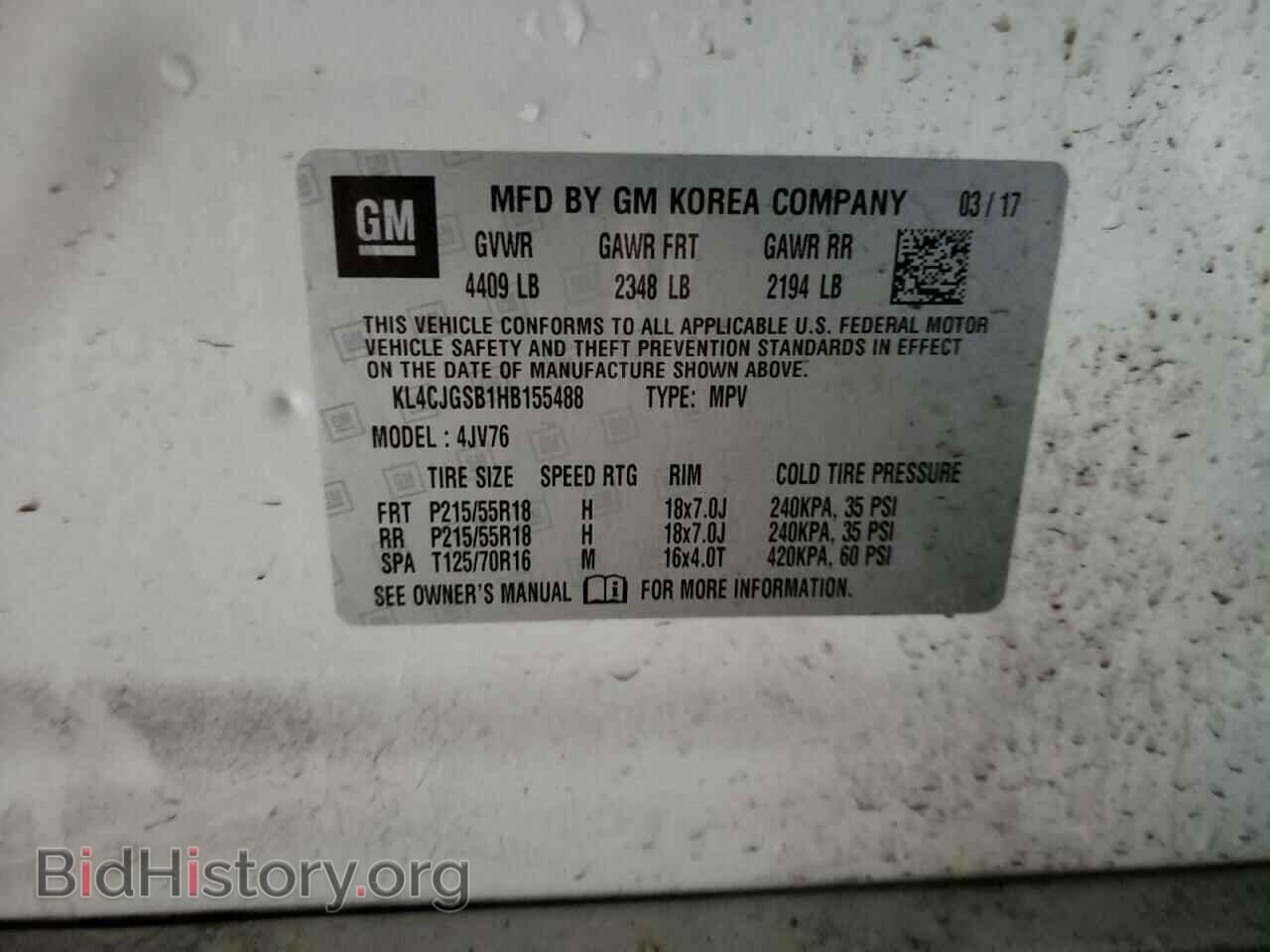 2017 BUICK ENCORE - VIN: KL4CJGSB1HB155488 - Фото 10