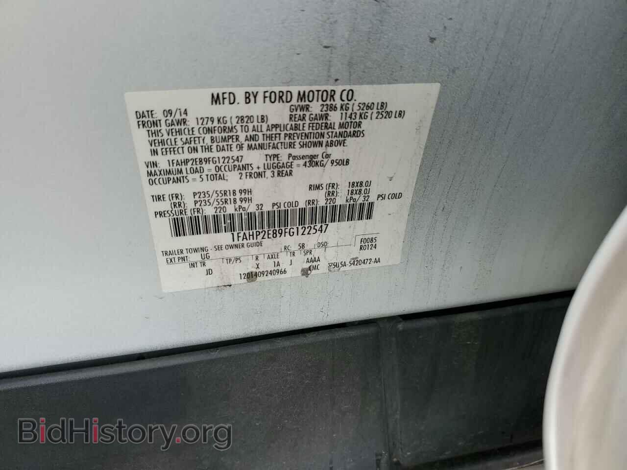 2015 FORD TAURUS - VIN: 1FAHP2E89FG122547 - Фото 10