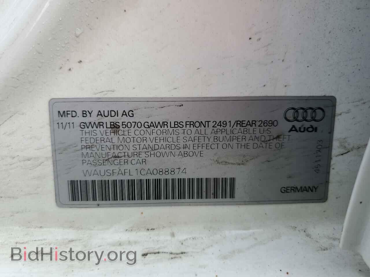 2012 AUDI A4 - VIN: WAUSFAFL1CA088874 - Photo 12