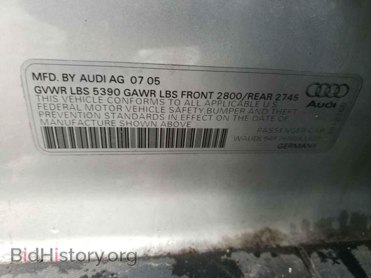 2006 AUDI A6 - VIN: WAUDL94F76N053301 - Фото 10