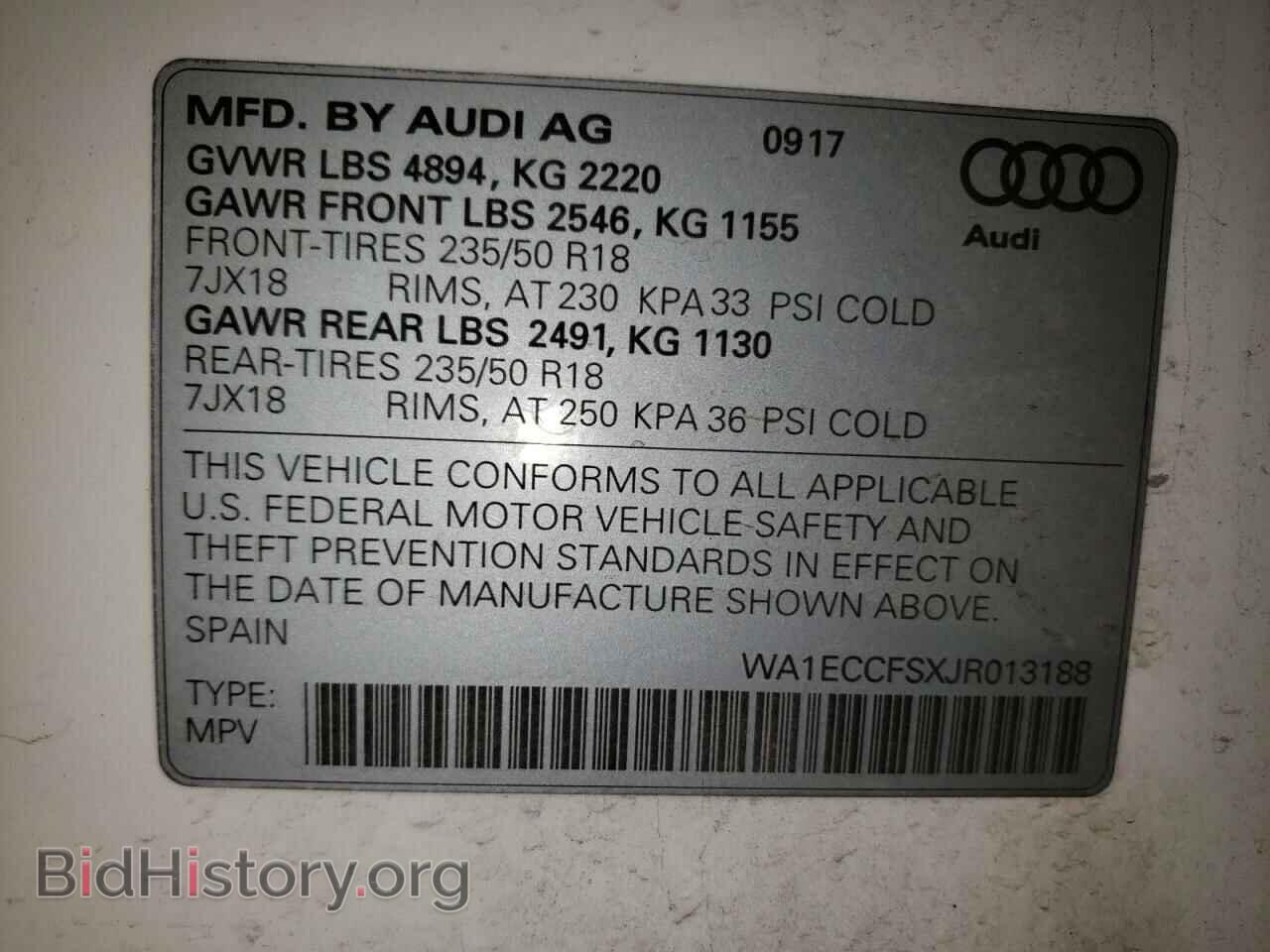 2018 AUDI Q3 - VIN: WA1ECCFSXJR013188 - Фото 10